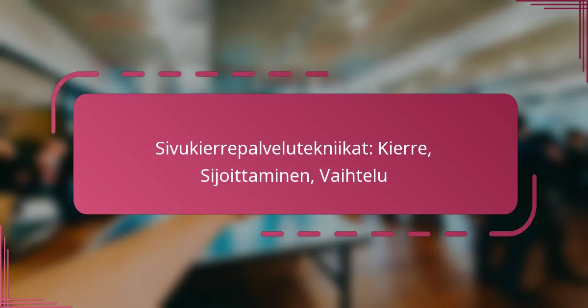 Sivukierrepalvelutekniikat: Kierre, Sijoittaminen, Vaihtelu